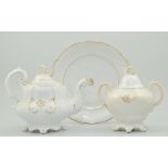 Collection of Victorian white and gilt teaware, to include teapot, sugar bowl, milk jug,