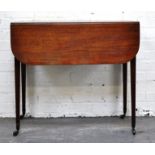 Victorian mahogany Pembroke table, with square tapering legs, brass castor feet, height 73cms,