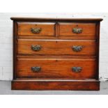 Edwardian walnut chest of drawers, two short and two long drawers, plinth base, height 84cms,