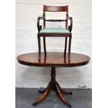 Reproduction mahogany Regency style dining table, together with four dining chairs, (extra leaf),