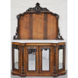 Victorian walnut chiffonier, raised mirror back with carved supports, breakfront marble top,