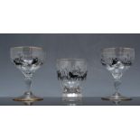 Part suite of table glassware, the bowls decorated with horses and traps.