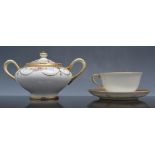 Noritake tea service, decorated with rose buds and swags, comprising teapot 14cm, sucrier,