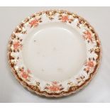 Copeland pottery dinner service, date mark for 1886, floral border design.