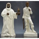 Four Minton white glazed and bronzed mounted figures, The Shake 26cm, The Fisherman,