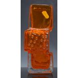 Whitefriars tangarine coloured drunken bricklayer vase, 21cm.