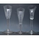 Georgian wine glass, rounded funnel bowl, plain stem, folded foot,