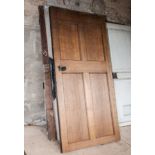 Oak four panelled door, 212cm x 101cm,