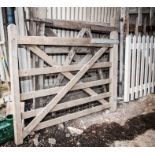 Modern stained wood small five bar gate, width 160cm, height 120cm,