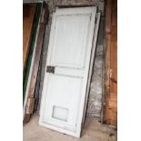 Old painted pine door, with two fielded panels,