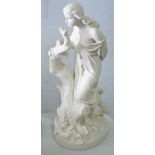 Victorian Parian figure, ceramic and Crystal Palace Art Union, modelled as a girl after R Monti,