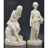 John Bell Parian figure, Dorothea, 36cm and a Victorian Parian figure of a Girl Feeding Birds (2).