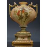 Royal Worcester urn shape vase, date mark for 1908,