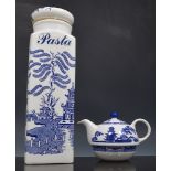 Large collection of modern blue and white Willow pattern wares (3 boxes).