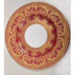 Royal Crown Derby dessert plate, vine moulded against pink flange, diameter 23cm,