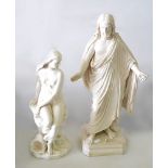 John Bell Parian figure, Miranda 40cm and a large Parian figure of Christ, 51cm (2).