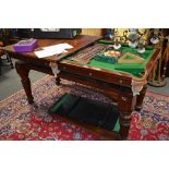 Mahogany quarter-size billiard table/dining table, by E.J.