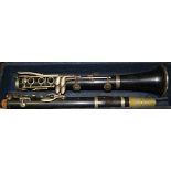 French ebony clarinet, marked - Cabart a Paris, cased.