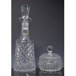 Waterford lead crystal mallet shape decanter, hexagonal stopper,