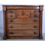 William IV mahogany chest of drawers, fitted with a narrow frieze drawer,