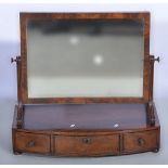 William IV mahogany toilet mirror, rectangular plate, scrolled support,