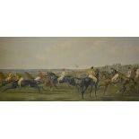 After Alfred Munnings, "After the Race", colour print, 48 x 64cms and three other sporting prints,