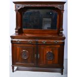 Victorian walnut sideboard, canopy back with a beveled mirror,
