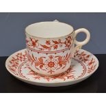 Royal Worcester tea set, date mark for 1883, stylised floral decoration, in orange.