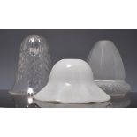 Cut-glass lampshade, bell-shape, 16cms, an opaque lampshade and two frosted lampshades, (4).