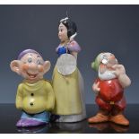 Set of Walt Disney toothbrush holder figures, "Snow White and the Seven Dwarfs", for Maw, London,