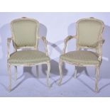 Set of six cream painted fauteuil, in the Louis XV style,