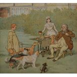 "The Strange Adventures of a Dog-cart", coloured print after Randolf Coldecott,