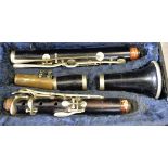 Ebonised clarinet, marked Aiglon, cased.