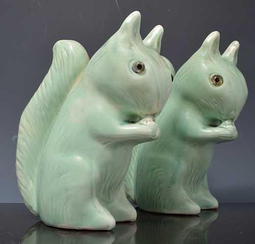 Pair of Sylvac style pottery models of squirrels, No. 209, 17cms.