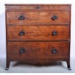 William IV mahogany chest of drawers, the top with crossbanding and stringing,