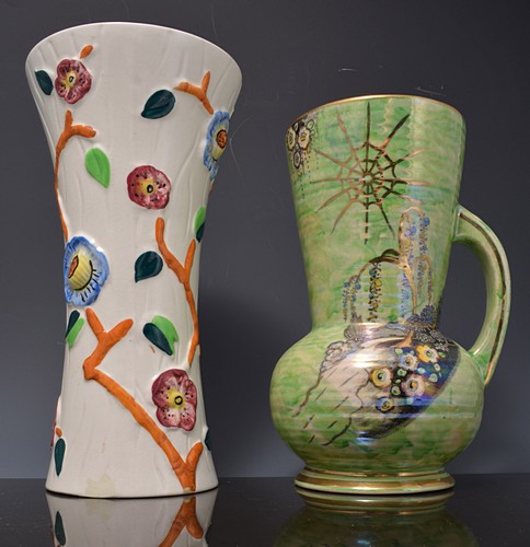 Royal Bradwell Art Pottery jug, opalescent glaze, 22cms and a collection Art Pottery jugs, (16).