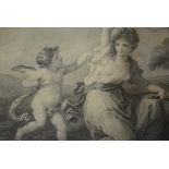 After Thomas Burke, "Diana and Cupid", oval stipple engraving, 26 x 33cms and five other prints,