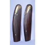 Pair of laminated and brass tipped propeller wings,  106cms.