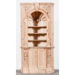 A pair of George II style pine freestanding corner cabinets, 20th Century,