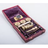 A pocket brass and ivory simple microscope, signed Ed Scarlett, Soho, London, 18th Century,