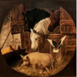 Follower of John Frederick Herring
The Farmers Friends, horses in a stable and pigs,