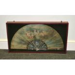 A Victorian mother of pearl abalone and coloured metal fan,