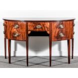 A George III mahogany demi lune sideboard, moulded edge,