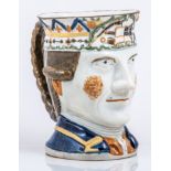 A Prattware "Admiral Rodney" mug, probably late 18th Century,