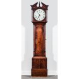 An oak longcase clock, circular re-painted enamel dial, inscribed Holliwell, Derby,