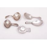 A George III silver caddy spoon by Alice & George Burrows, London 1801, pierced oval bowl,