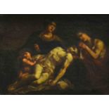 Follower of Antonio da Correggio
Lamentation over the Dead Christ,
oil on relined canvas,
30 x 41cm.