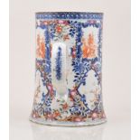 A large Chinese polychrome porcelain mug, Qianlong, slightly flared form,