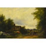 Dutch School, 19th Century
Wagon by a Cottage.
oil on relined canvas.
31cm x 44cm.