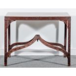 A Chinese Chippendale style mahogany silver table, 19th Century, rectangular top,